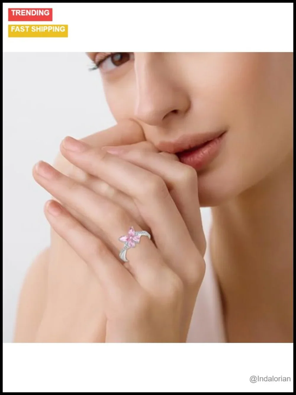925 Sterling Silver Butterfly Ring Adjustable Infinity Band Women's Jewelry